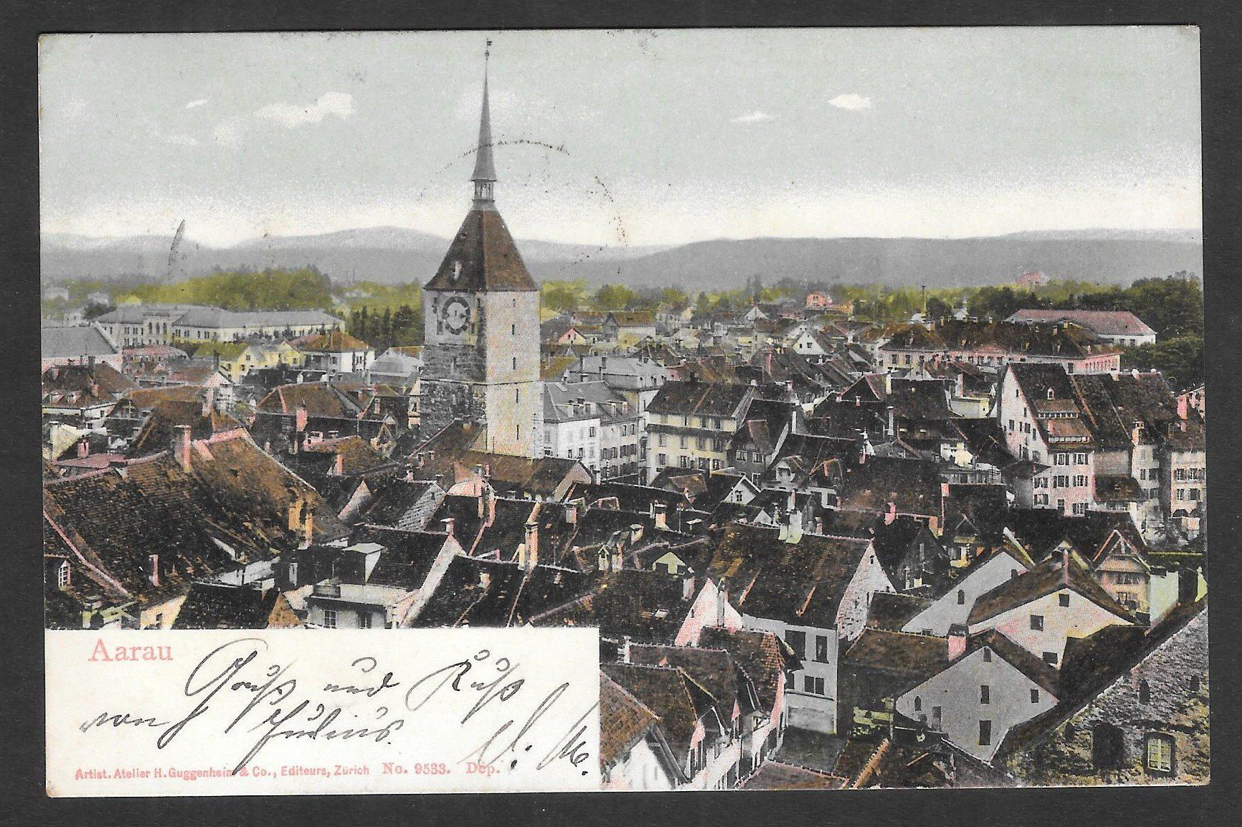 Cartes postales: Aarau farbige Teilansicht – D'occasion à Olten par clotaldi