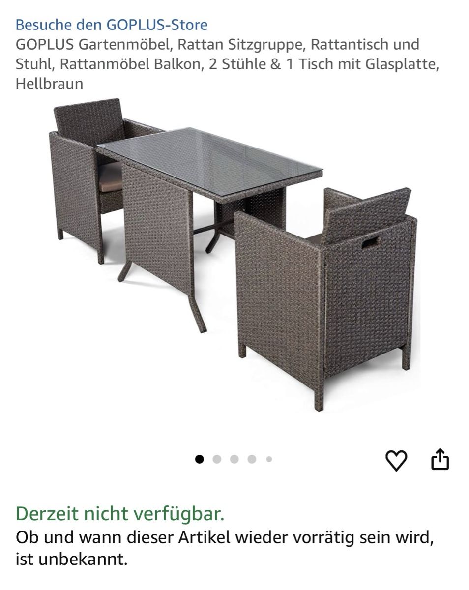 Set di tavolo e panche: Rattan tisch mit 2 Stühle – Usato da Zürich venduto da Privat4444 5