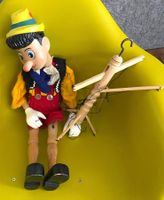 Vintage Pinocchio Holz-Marionette 60cm grosses Spielkreuz