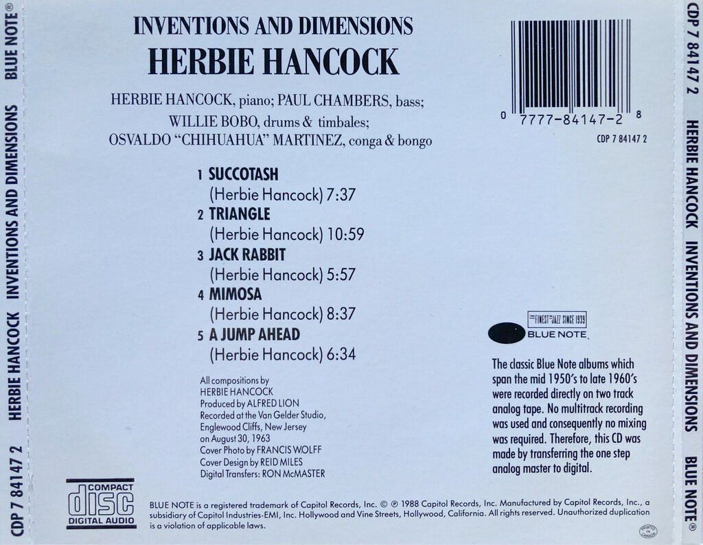 CD: HERBIE HANCOCK - INVENTIONS & DIMENSIONS – Usato da Bottens venduto da hotter-than-hell 1