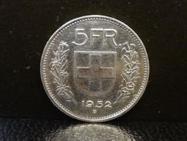 5 Franken Silber 1952 Fünfliber Münze