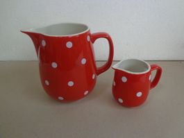 Getupfter Rössler 1 Liter Milchkrug und Rahmhäfeli