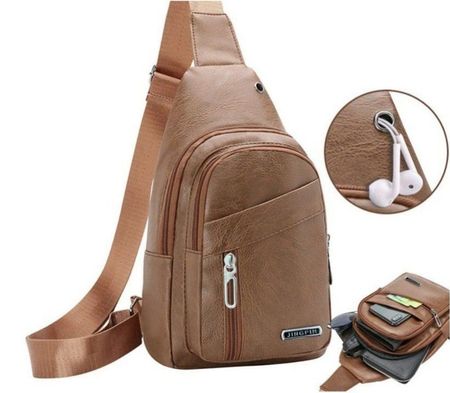 Braune Umhängetasche aus PU Leder / Sac à bandoulière