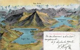 Cham  ZG  -  PANORAMA mit Vierwaldstättersse & Rigi  um 1903