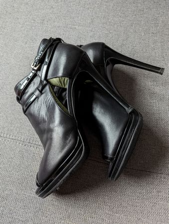 Leather Peep-Toe Heels, Size 40, Sportmax