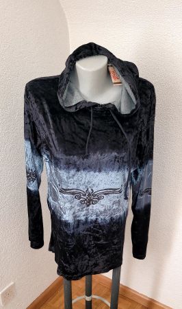 NEU! Boom Baba Samt Pullover Hoodie Gr. S / M Hippie Boho