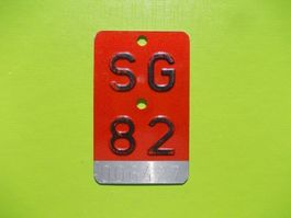 Velonummer / Fahrradnummer SG 82