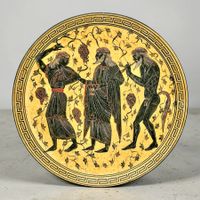 Assiette murale en céramique peinte à la main Grèce Dionysos
