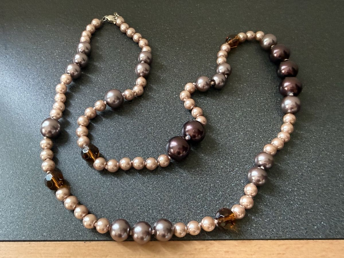 Catenine: Vintage Perlenkette braun beige bernsteinfarben – Usato da Lamone venduto da LaCantinaMagica 4