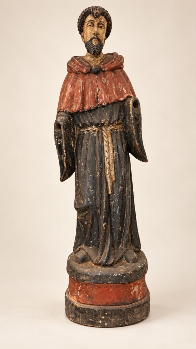 Sculture & Statue: Antiker Heiliger oder Franziskanermönch aus polychromem Holz – Usato da Locarno venduto da Osvaldo61 1