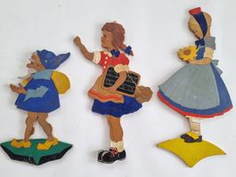 3 Holzfiguren, Vintage, div. Werkstätte, Zwerg, Deko, selten