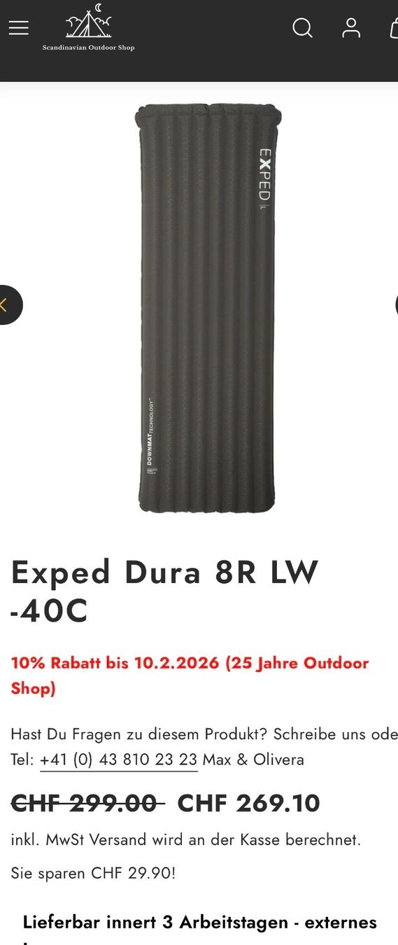 Exped Bodenmatten: Exped Dura 8 R LW – Gebraucht aus stallikon von Guetze1990