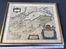 Genfersee Karte Blaeu 1635 gerahmt Reproduktion