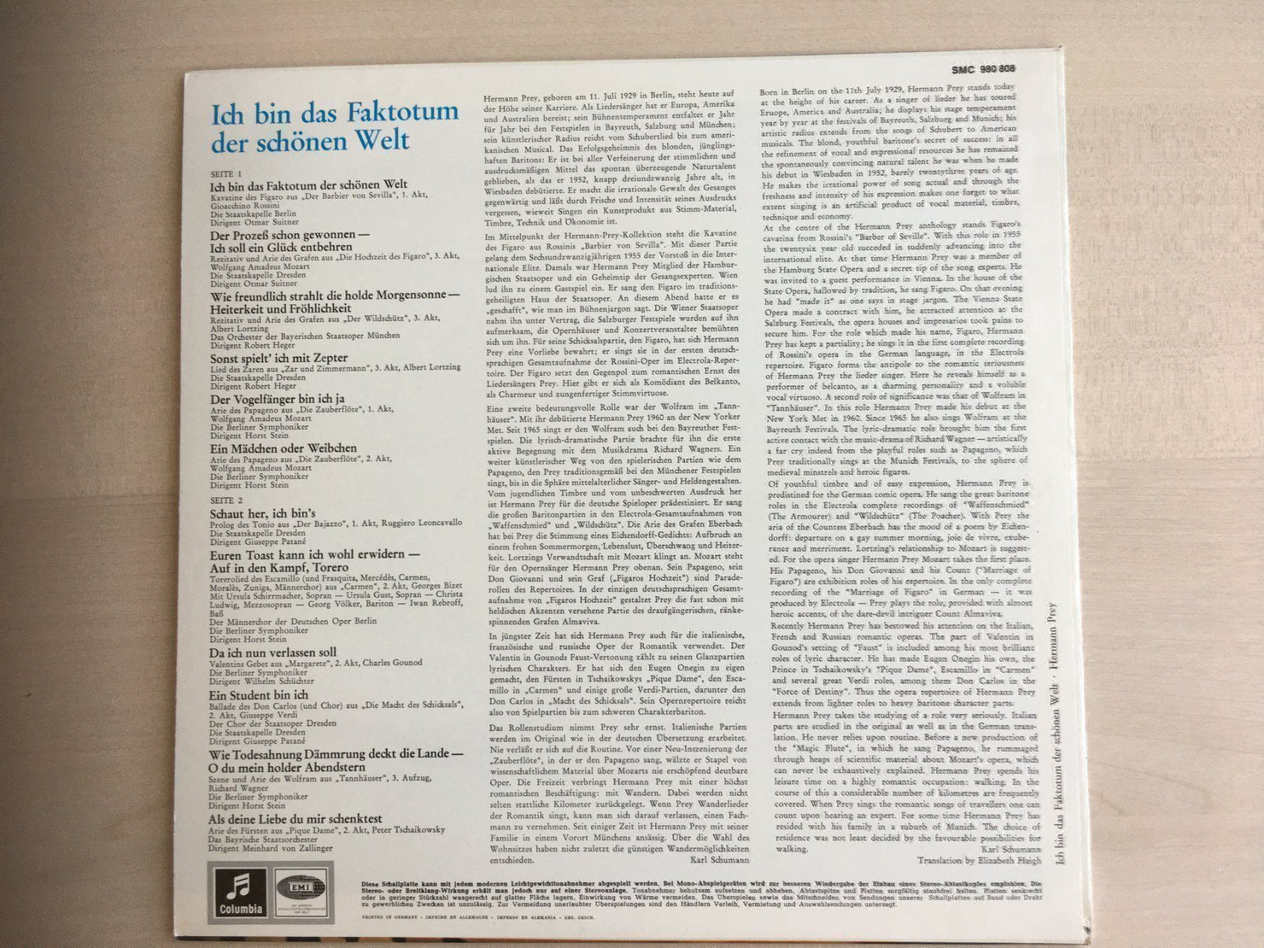 Schallplatten: Hermann Prey - Ich bin das Faktotum... – Gebraucht aus Uetendorf von Florabella01 1