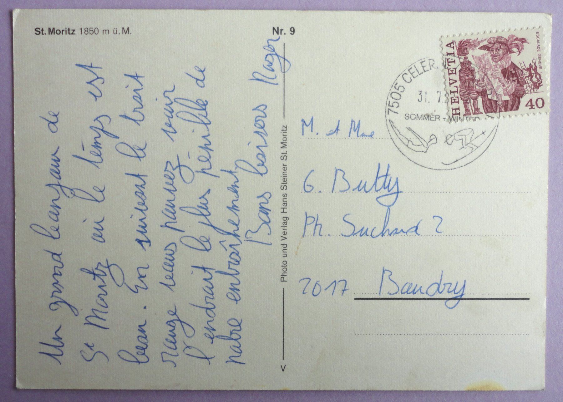 Cartoline postali: St. Moritz 1850 m ü.M. – Difettoso da Fétigny venduto da Billy2miny 1