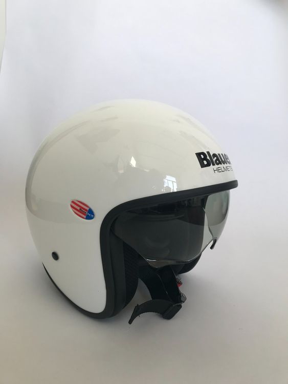 Motorradhelm «Blauer Pilot», Weisser Jethelm | Kaufen Auf Ricardo