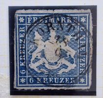 Baden Erstausgabe 1851 seltene 6 Kreuzer
