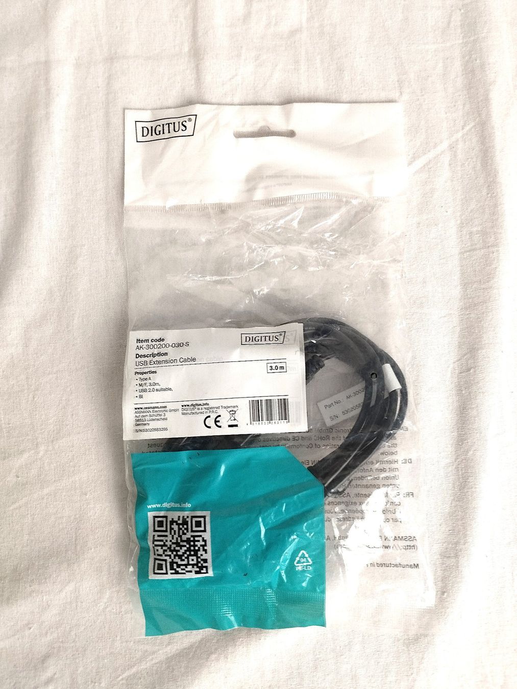 Cavi: DIGITUS USB Verlängerungskabel 3m – Nuovo (secondo la descrizione) da Schübelbach venduto da Restwert_Schubelbach 3