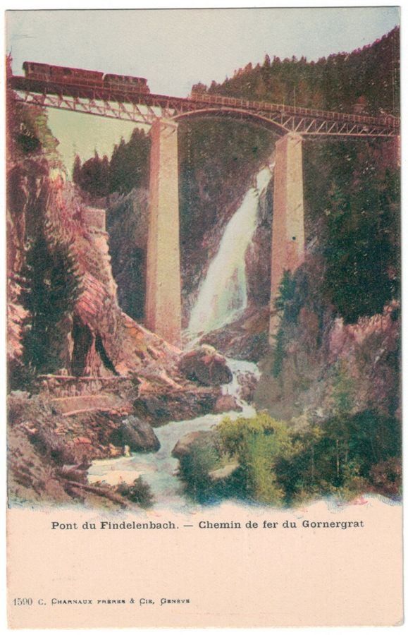 Cartoline postali: Pont du Findelenbach, Chemin de fer du Gornergrat – Usato da Frauenfeld venduto da POML