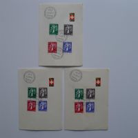 LANDI 1939 Nr.228-239 (alle 3 Sprachen) auf PTT-Bögli