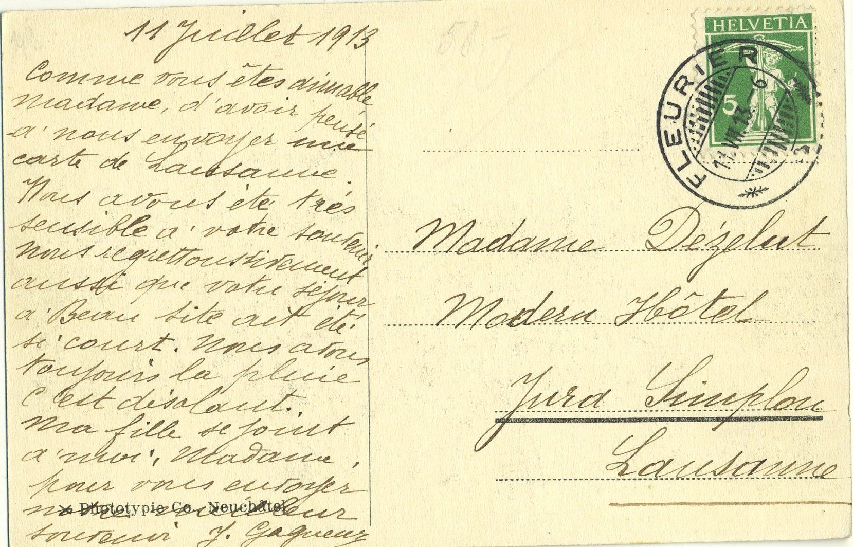 Cartoline postali: St-Sulpice. Vue générale. 1913 – Usato da Versoix venduto da HELVETICA_1 1
