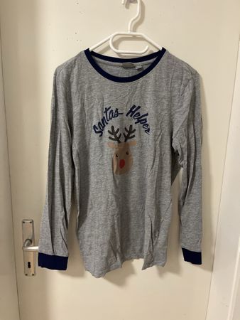 Langarmshirt Grau Grösse M 48/50 Weihnachtsmotiv