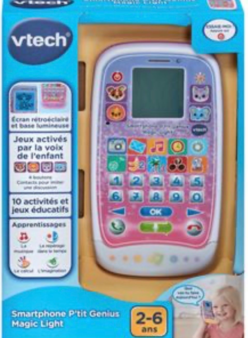 Vtech Giocattoli: Génial VTech Smartphone P'tit Genius Magic Light Rose Rose – Usato da Genève venduto da Mazelyne
