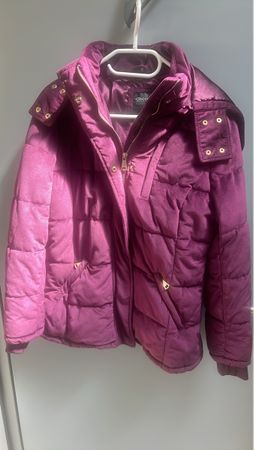 Warme violette Samtjacke  Gr. M Chicorée Frauen Kapuze