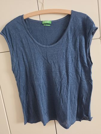 T-Shirt United Colors of Benetton Leinen blau Grösse M