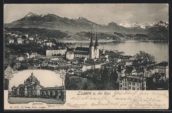 Cartoline postali: Luzern, Der Bahnhof, Ortsansicht und der – Usato da Berlin venduto da bartko-reher