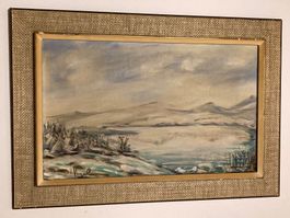 H. Vogel Landschaftsgemälde mit Berge signiert Winter