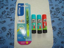 1 Pilot Frixion Marker 3 Pritt Klebestifte Glitter+Orig. neu