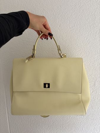 BOSS Made in Italy Leder Handtasche Pastellgelb