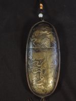 altes China Brillenetui, Vintage Dose mit Motiv