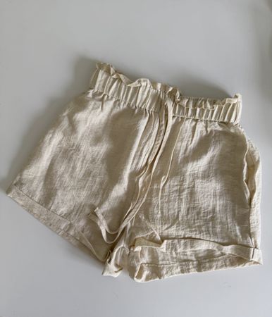 Light Beige Paperbag Waist Shorts XS