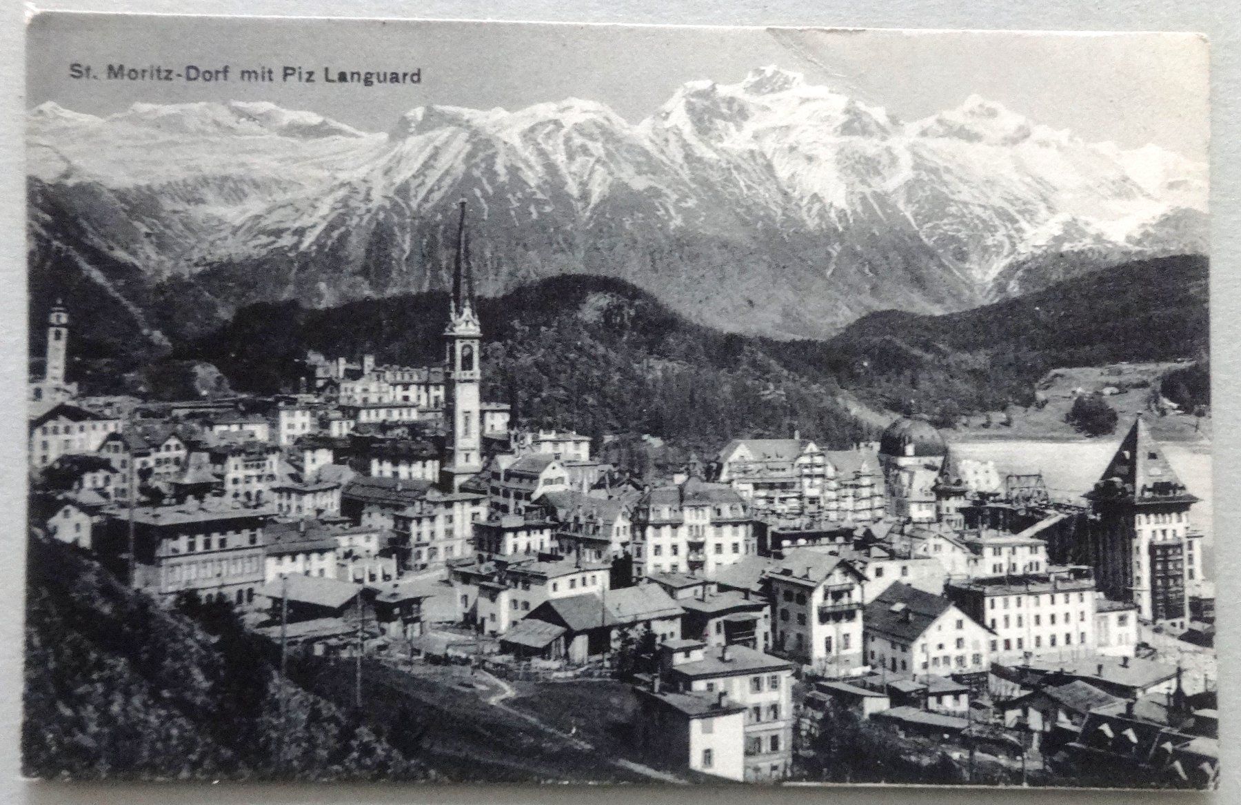Ansichtskarten: St. Moritz-Dorf mit Piz Languard – Gebraucht aus Fétigny von Billy2miny