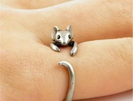 Ring Maus silberfarben verstellbar neues Produkt neu