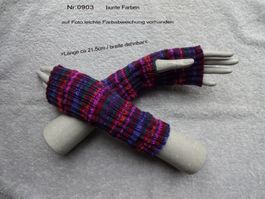 Pulswärmer mit Daumenloch, bunte Woll-Farbe