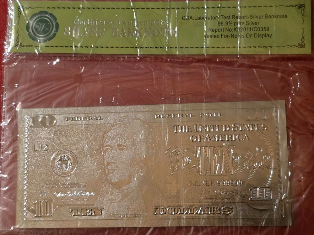 Silver Banknoten 10 Dollars 99.9 pure Silver (Neu und originalverpackt ...
