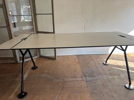 Bürotisch Metall schwarz mit weisser Platte