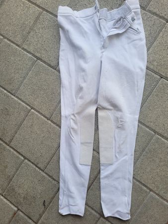 Reithose weiss USG Baumwolle Lycra Kniebesatz gebraucht 182