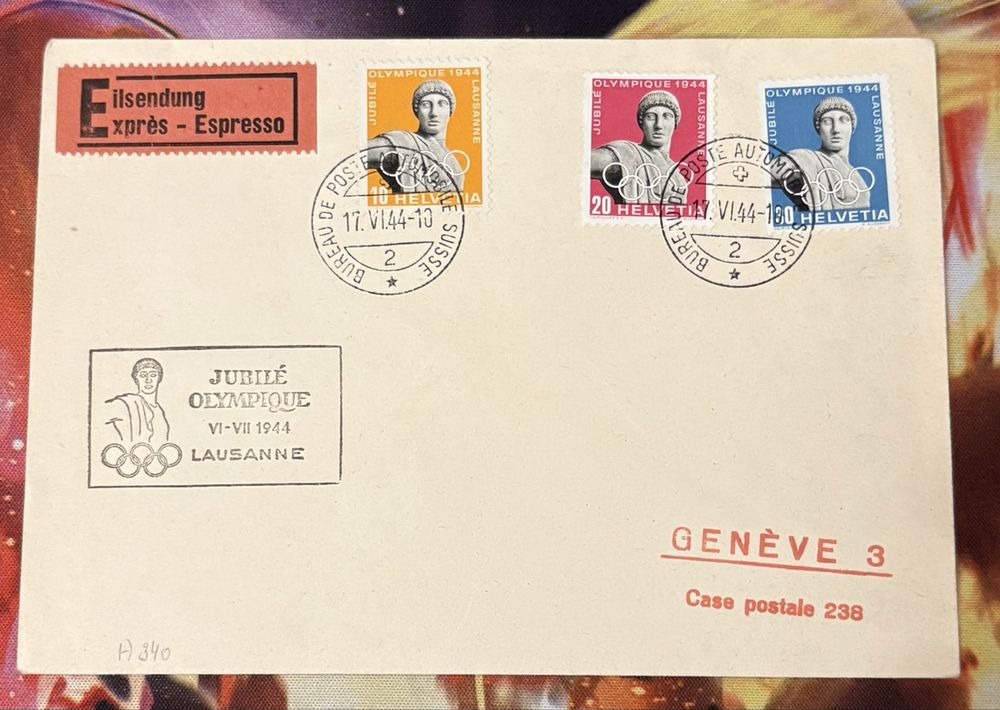 Cachet premier jour JO 1944 Lausanne, parfait état! (D'occasion) à ...