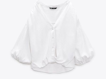 Zara Crop Bluse (Leinen Viskose) M