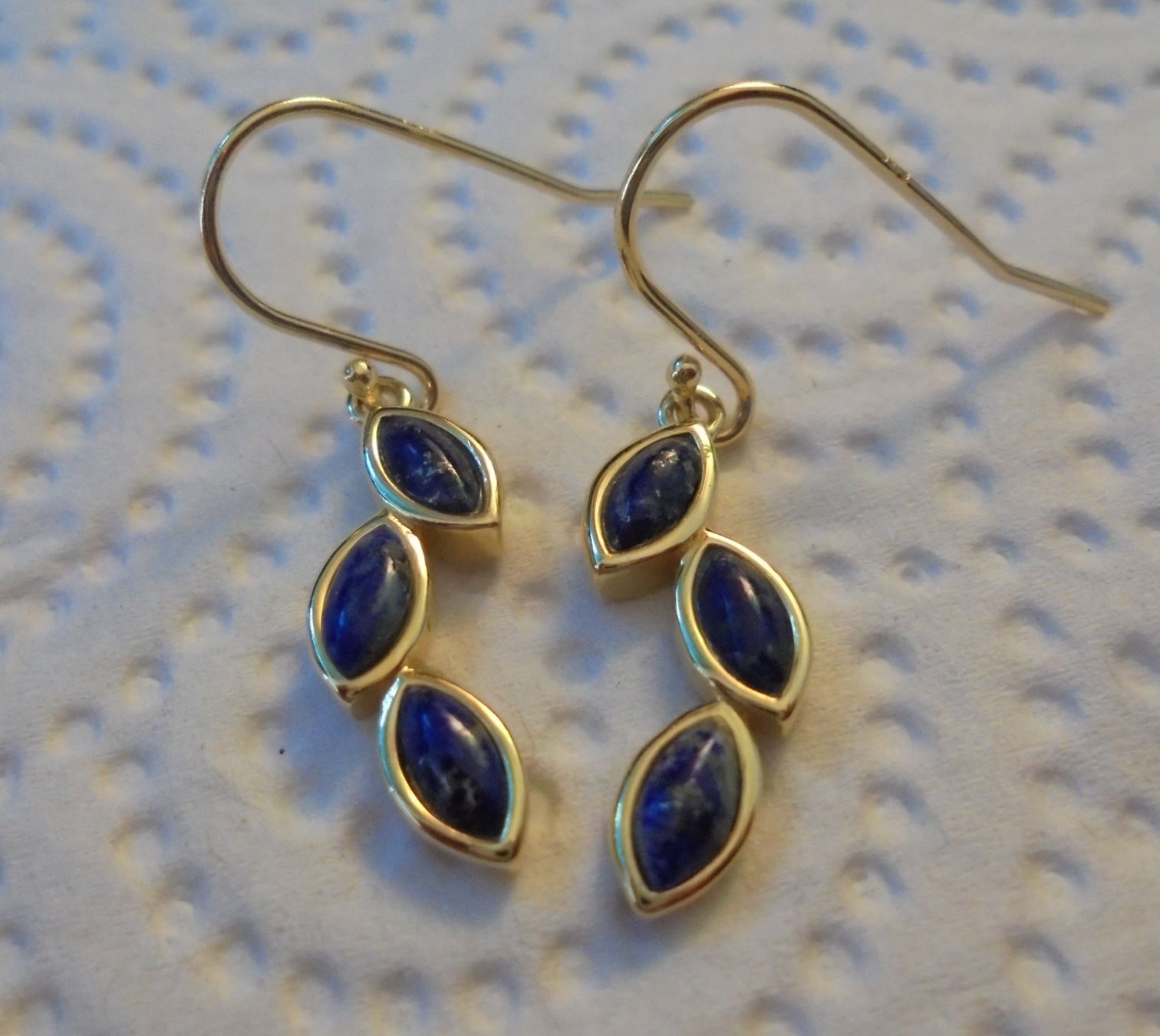 Orecchini pendenti & Orecchini a lobo: Echtschmuck: Lapislazuli Silberohrhänger, vergoldet – Nuovo (secondo la descrizione) da Zuchwil venduto da maumauchi 3