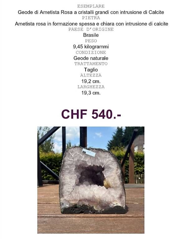 Mineralien & Heilsteine: Geode di Ametista Rosa a cristalli – Gebraucht aus Vezio von 41181 4