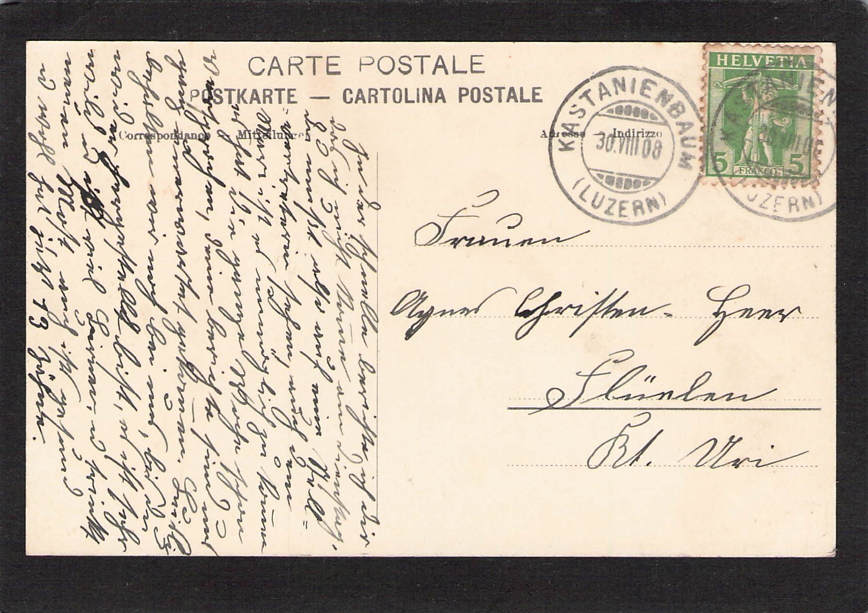 Cartoline postali: #Malters LU , gel. 1908 – Usato da Reichenburg venduto da Pipo-67 1
