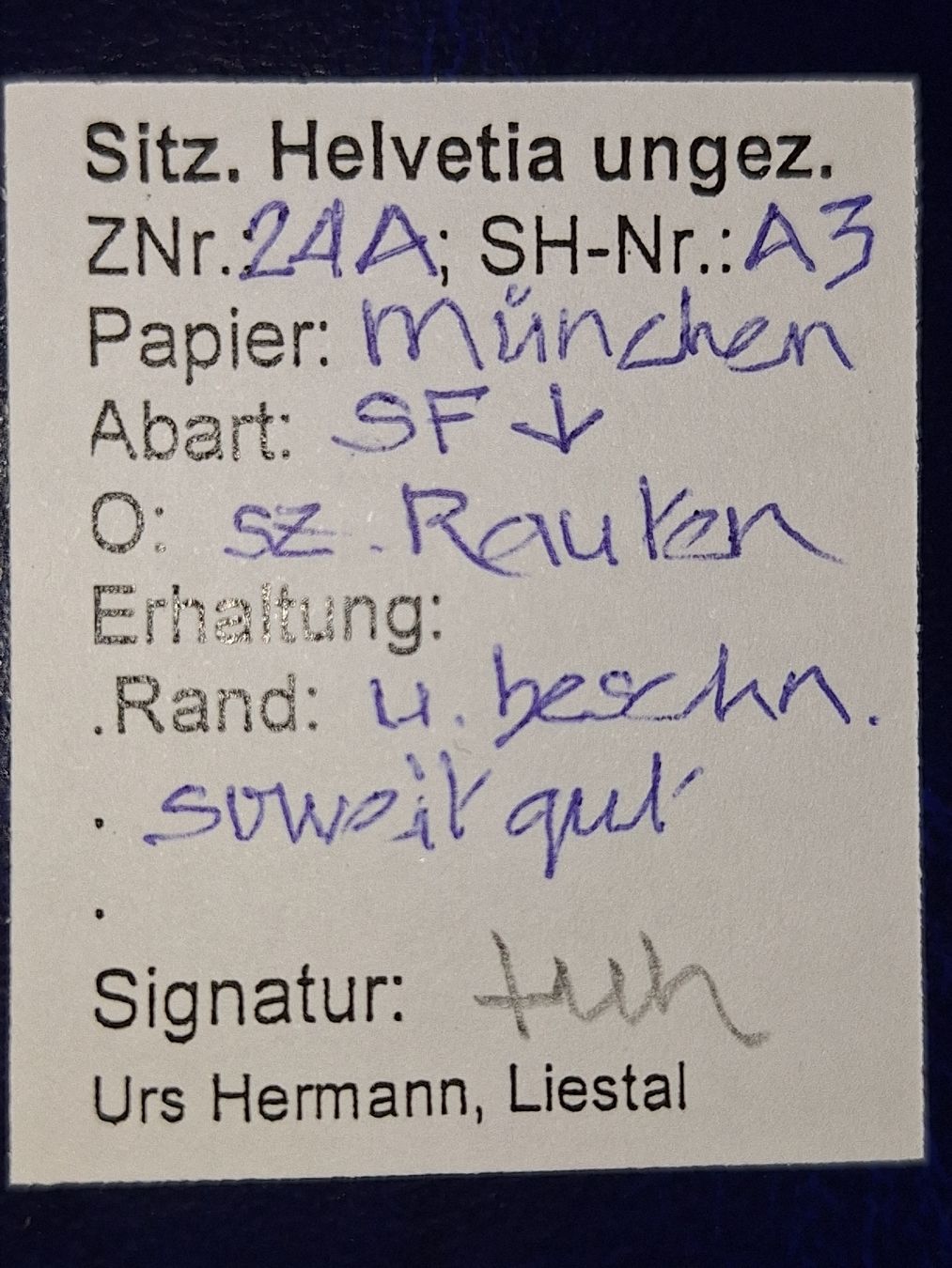 Tutti i francobolli: Strubel 26A3 mit Befund Kat. 500.- – Usato da Balgach venduto da SIMEON27 2