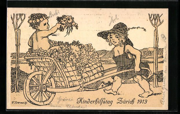 Ansichtskarten: Zürich, Kinderhilfstag 1913, Kind mit S – Gebraucht aus Berlin von bartko-reher