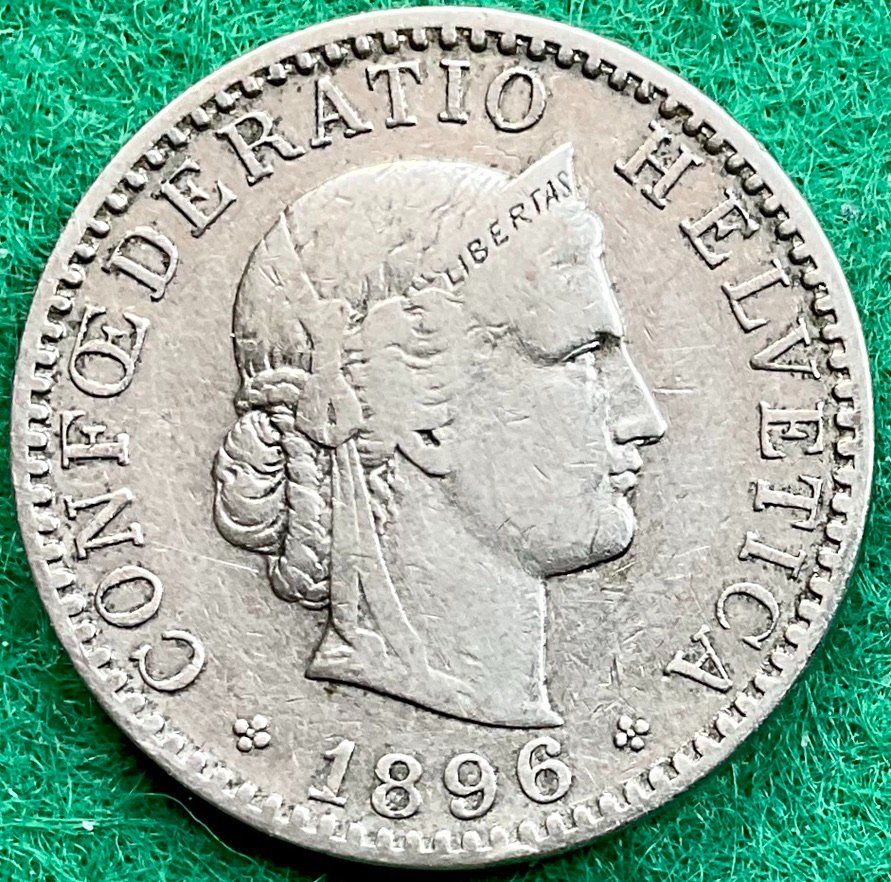 Alle Münzen: Pièce de 20 ct suisse 1896 – Gebraucht aus Plan-les-Ouates von gab_cgf6