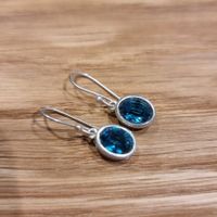 Elegante Ohrringe mit blauem Stein(blautopas), silver 925